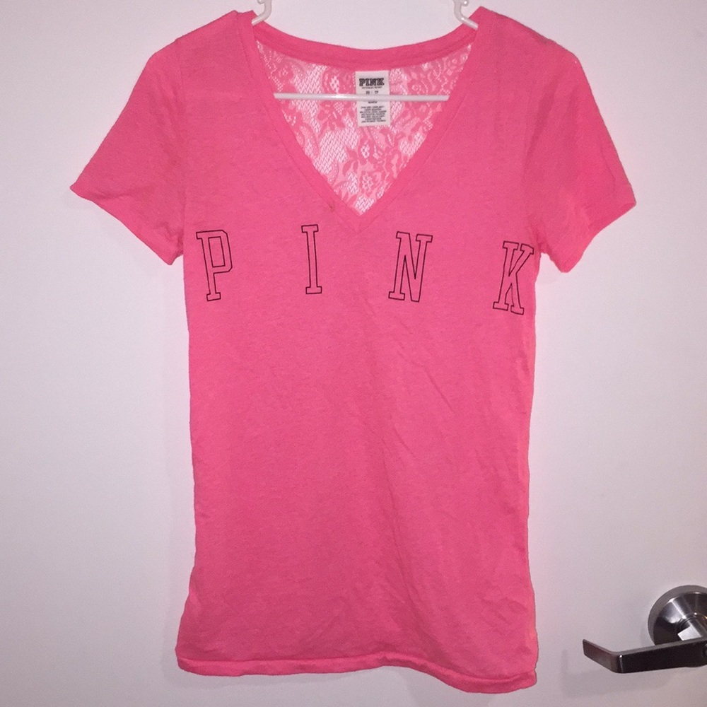 Victoria secret pink floral back V shirt